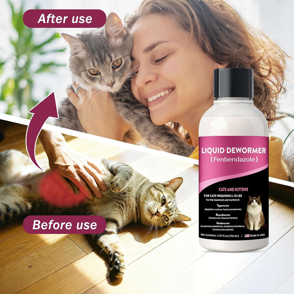 Broad spectrum tapeworm and roundworm liquid solution for kittens