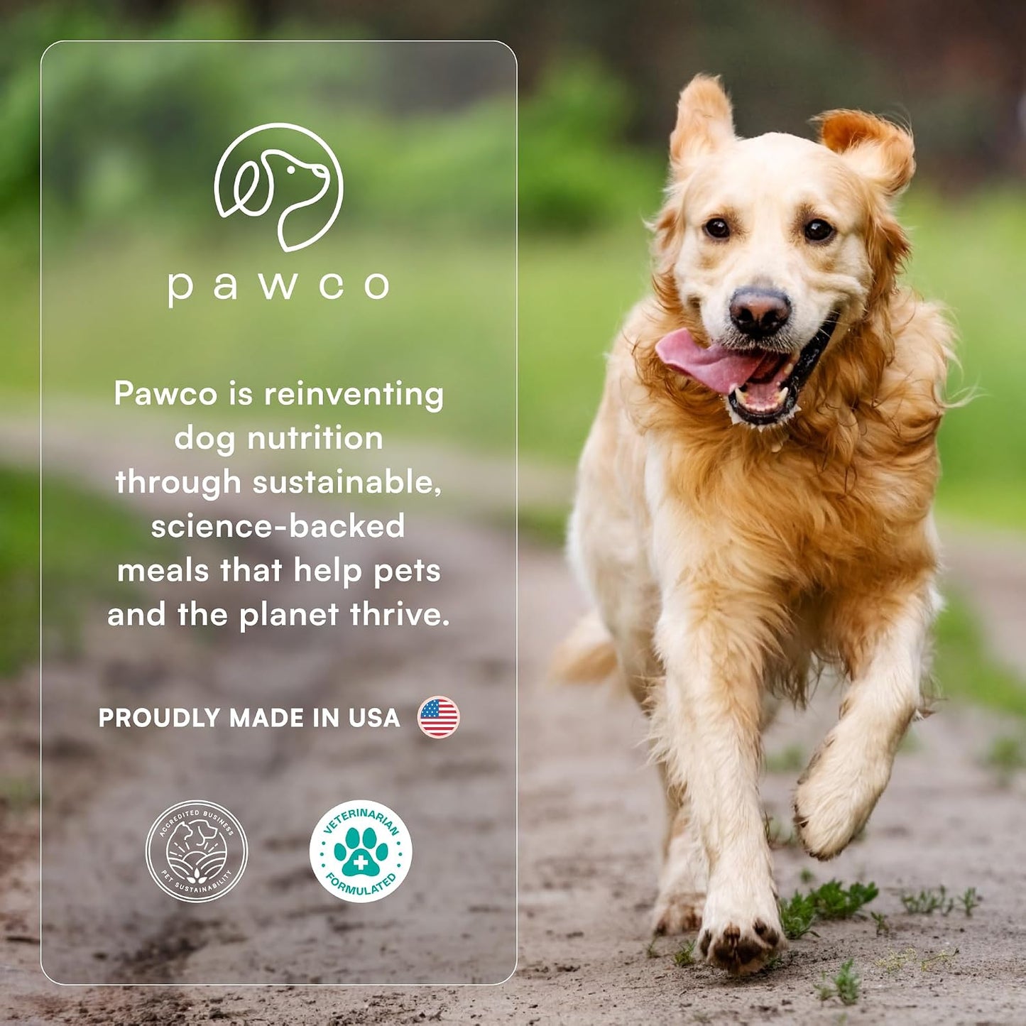 Nutrient-rich PawCo GreenBites dog food label details