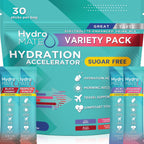 NatureWorks HydroMATE electrolyte powder variety pack front view for rapid hydration.