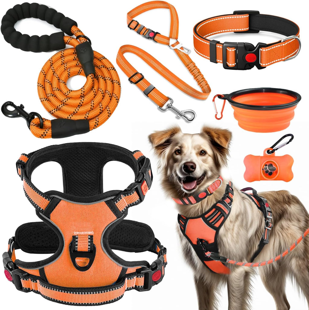 LOBEVE No Pull Dog Harness, Collar & Leash Set | Includes Dog Seat Belt, Collapsible Bowls & Poop Bag Dispenser. Ideal for Training, Walking, Hiking. Fits Small to Large Dogs(Pink-L) - Image 11