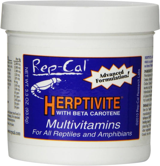 Rep-Cal Herptivite multivitamin powder 3.3 ounce blue bottle for reptiles