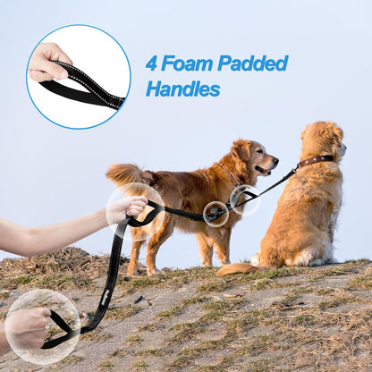 PetBonus dual dog lead package highlighting the included blue collapsible feeding bowl.