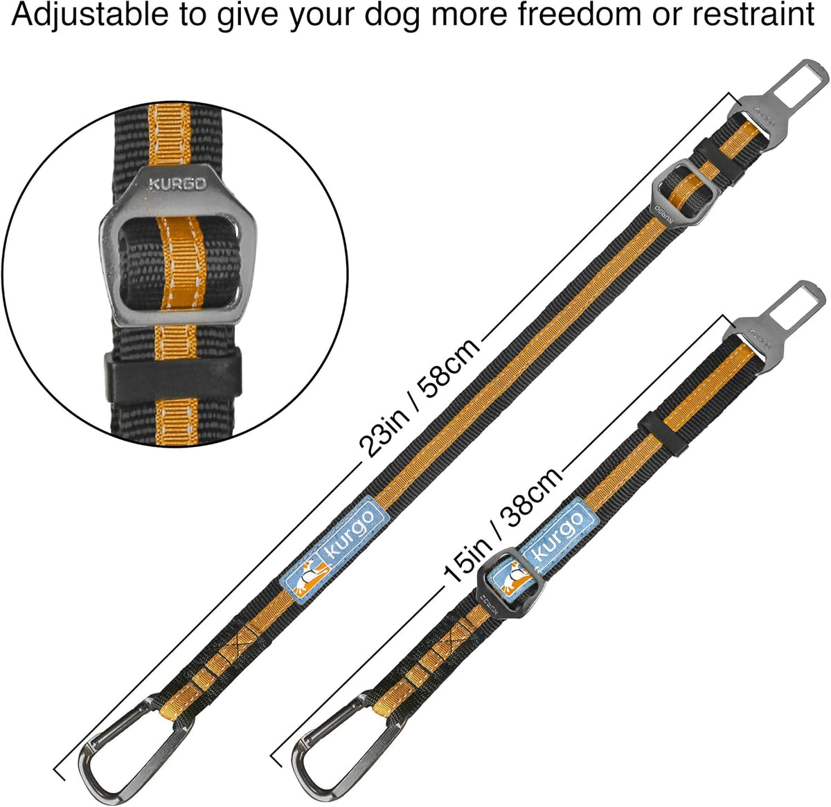 Kurgo dog seatbelt tether heavy duty carabiner close up