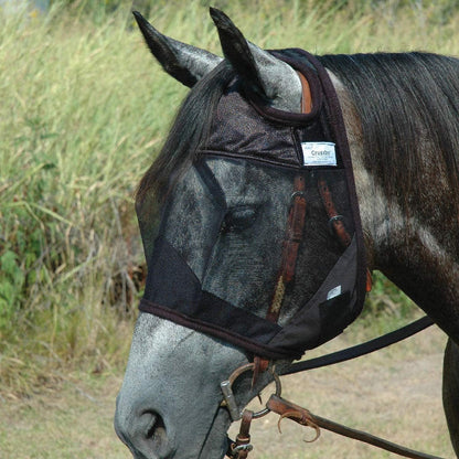 Close up of breathable nylon mesh on Cashel fly mask
