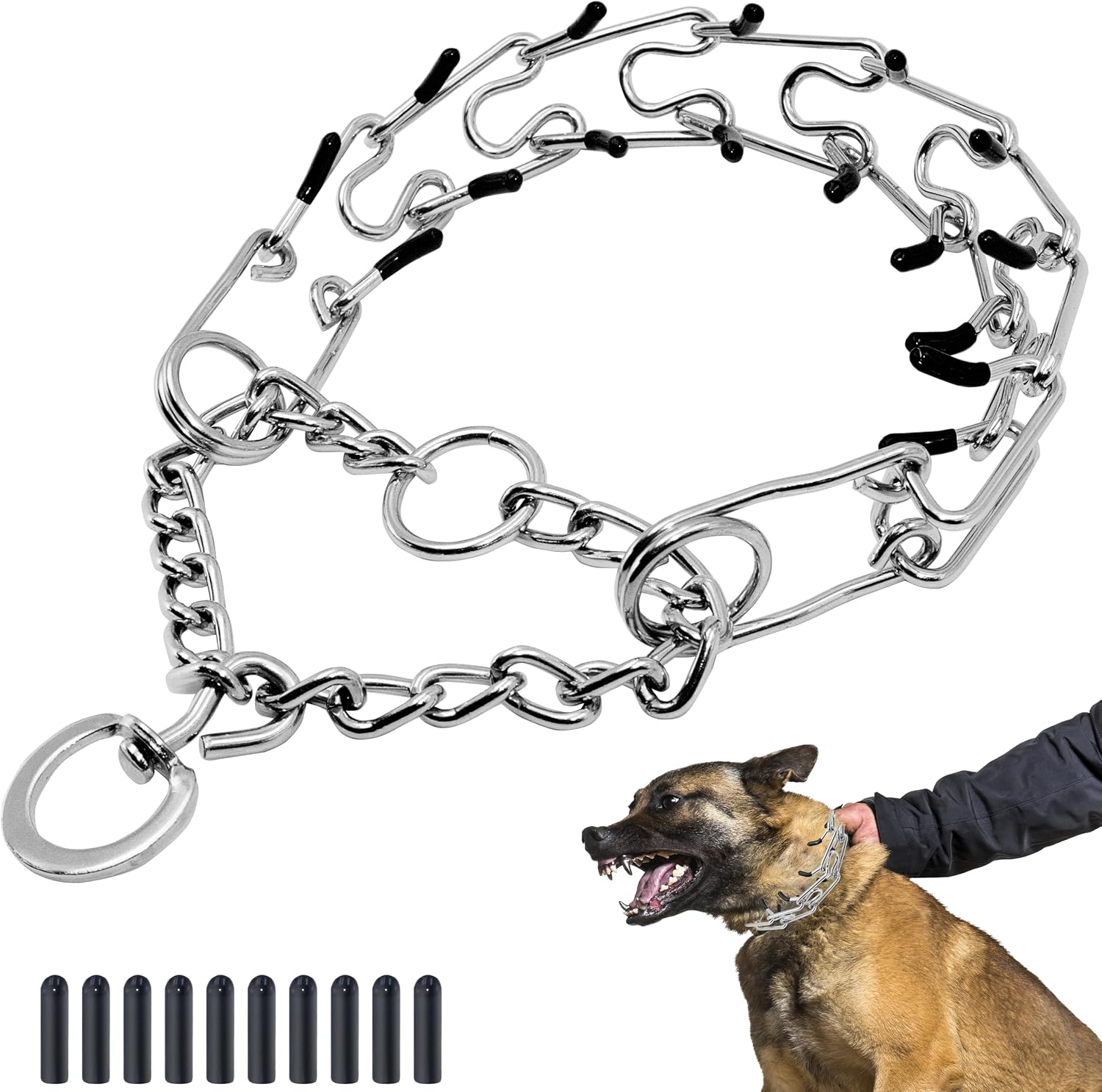 Maiiu adjustable dog training prong collar front view