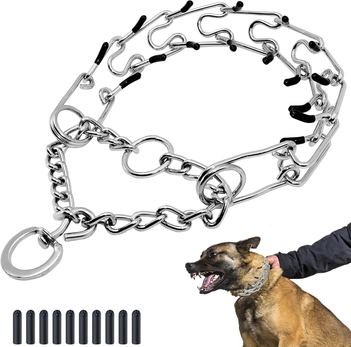 Maiiu adjustable dog training prong collar front view
