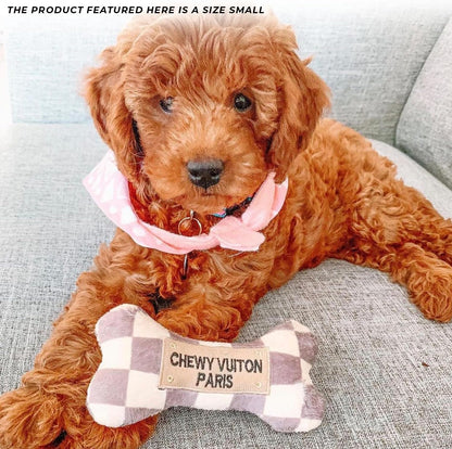 Haute Diggity Dog Chewy Vuiton Bone Plush Squeaky Dog Toy, Soft Durable Designer-Inspired Stuffed Puppy Chew Toys for Small & Medium Dogs, Machine-Washable (Tan Checker) Small - Image 9
