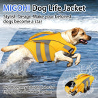 Reflective dog swimming swimsuit with top rescue handle back view