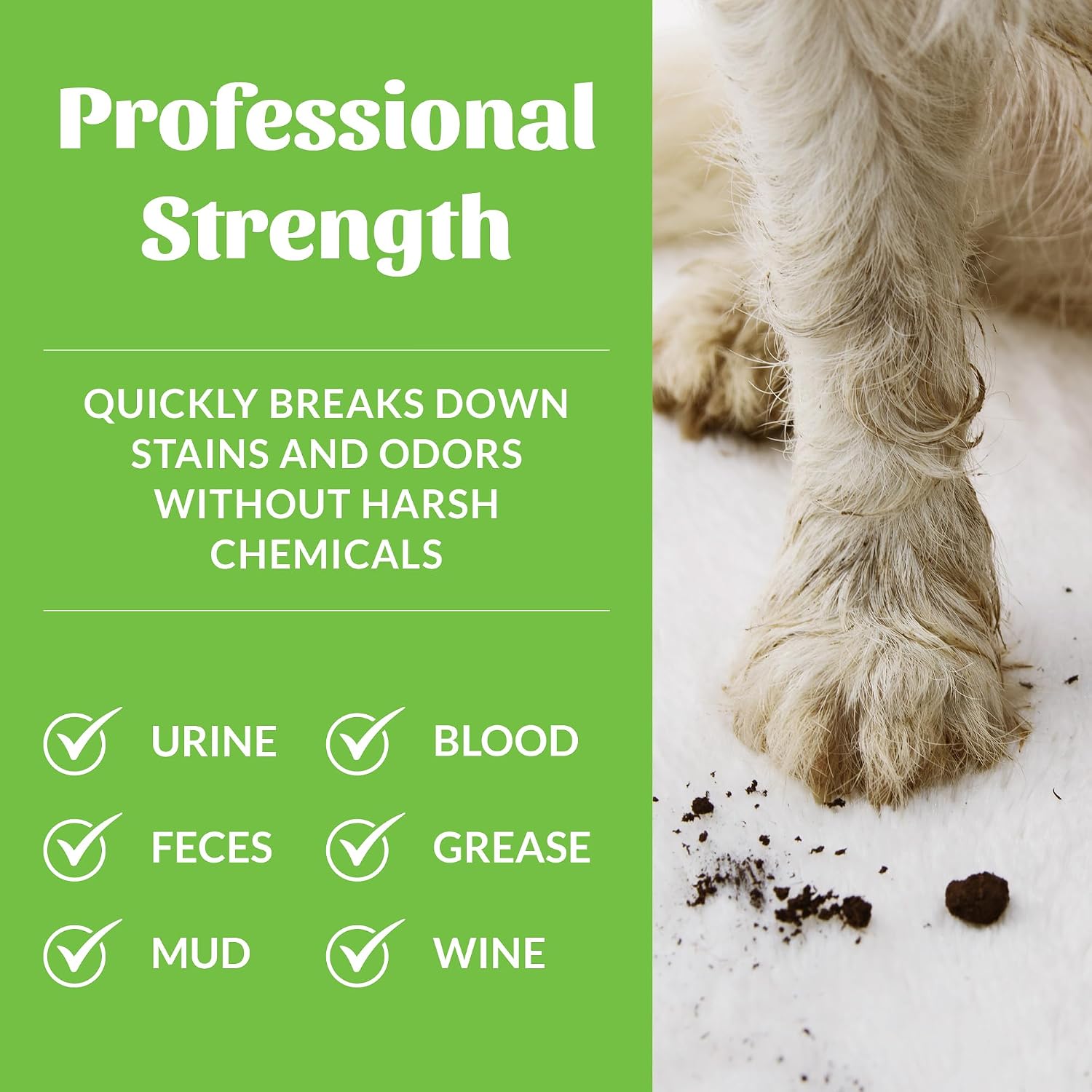Eco-friendly professional strength odor eliminator showing California green chemistry rating