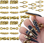 Silpecwee gold chain nail charms front view showcasing metallic details
