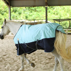 Side profile of blue Barn and Stable horse turnout rug
