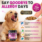 Dolean dog itch relief soft chews chicken flavor packaging detailing immune support benefits