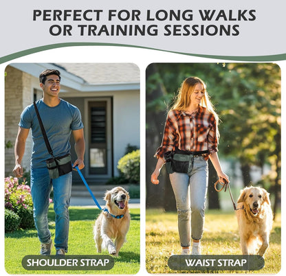 Dog Treat Training Pouch with Magnetic Zipper Closure - Built-in Poop Bag Dispenser, Side Pocket for Dog Water Bottle, 3 Ways to Wear,Carry Kibble & Pet Toys (GrayishGreen) - Image 6