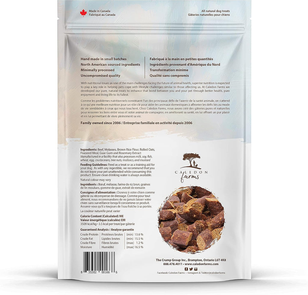 Caledon Farms soft beef training treats for dogs in 220 gram bag
