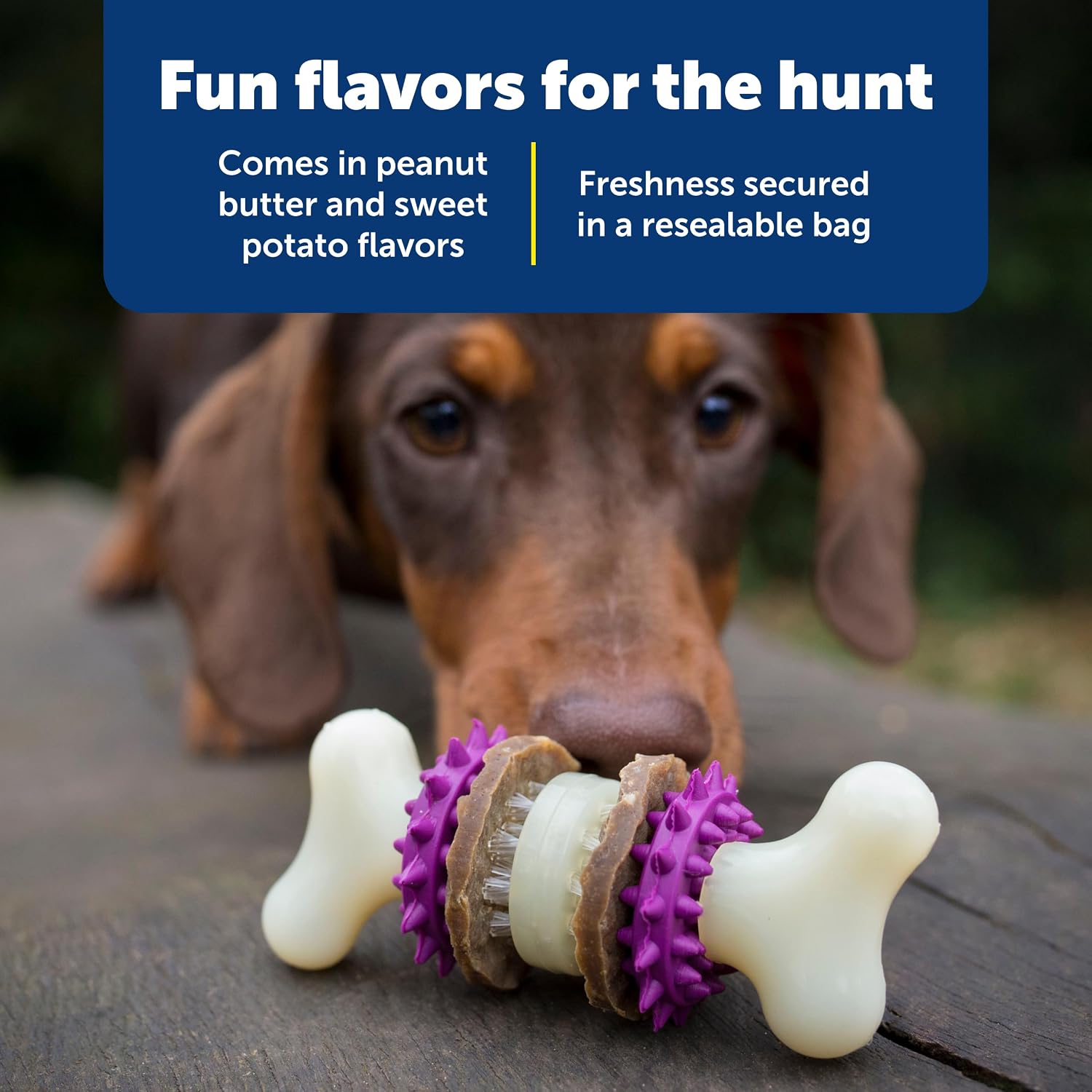 Resealable bag mechanism of the premium imported puppy treat variety pack.