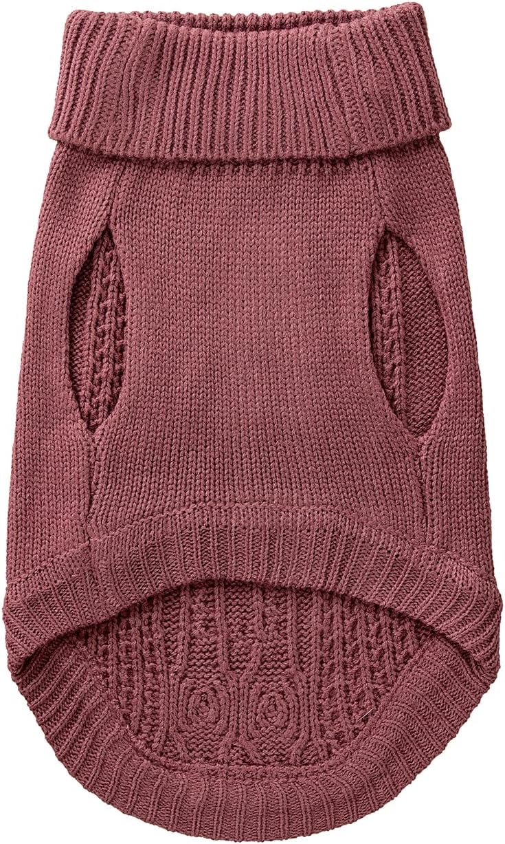 Easy-on knitted puppy and kitten garment emphasizing its machine washable pill-resistant fabric