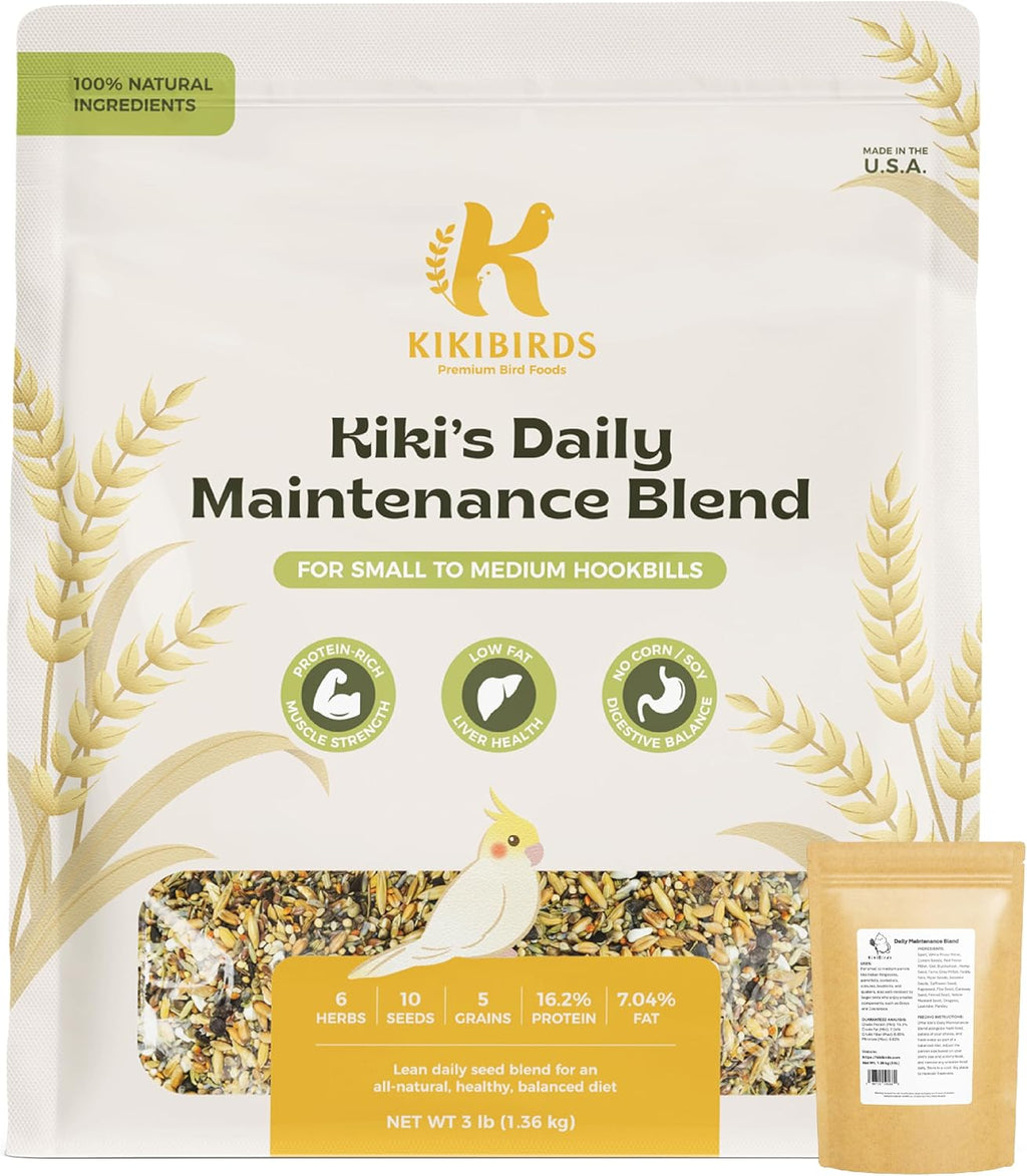 Premium Parrot Food| Protein-Rich Low-Fat Formula | Cockatiel, Conure, Lovebird, Quaker, Parrotlet | No Corn, Soy, Peanuts | Gourmet Whole Grains & Seeds | Daily Maintenance Blend (1 lb) - Image 10