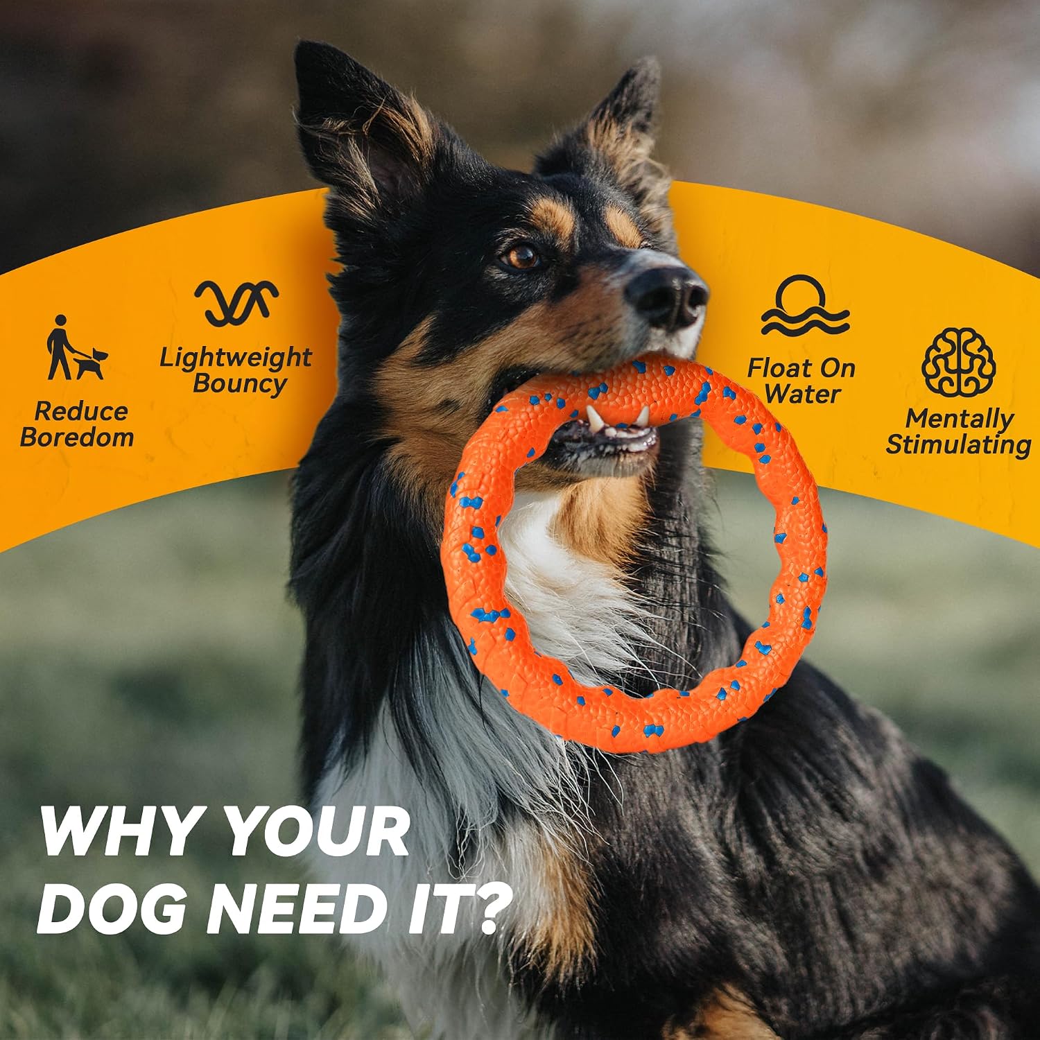 FUSOTO Dog Ring Toy, Indestructible Flying Discs for Throwing Catching, Water Floating Dog Training Ring for Medium Large Breeds (Orange - 9 inches) - Image 9