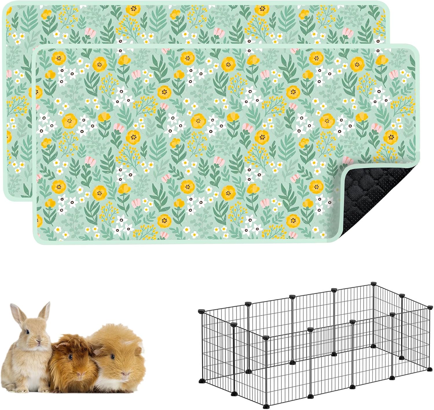 Guinea Pig Cage Liners, 2 Pack 49x24in Washable Guinea Pig Bedding, Waterproof Reusable & Anti Slip, Super Absorbent Guinea Pig Pee Pad for Small Animal, Rabbit, Bunny, Chinchilla, Brown - Image 12