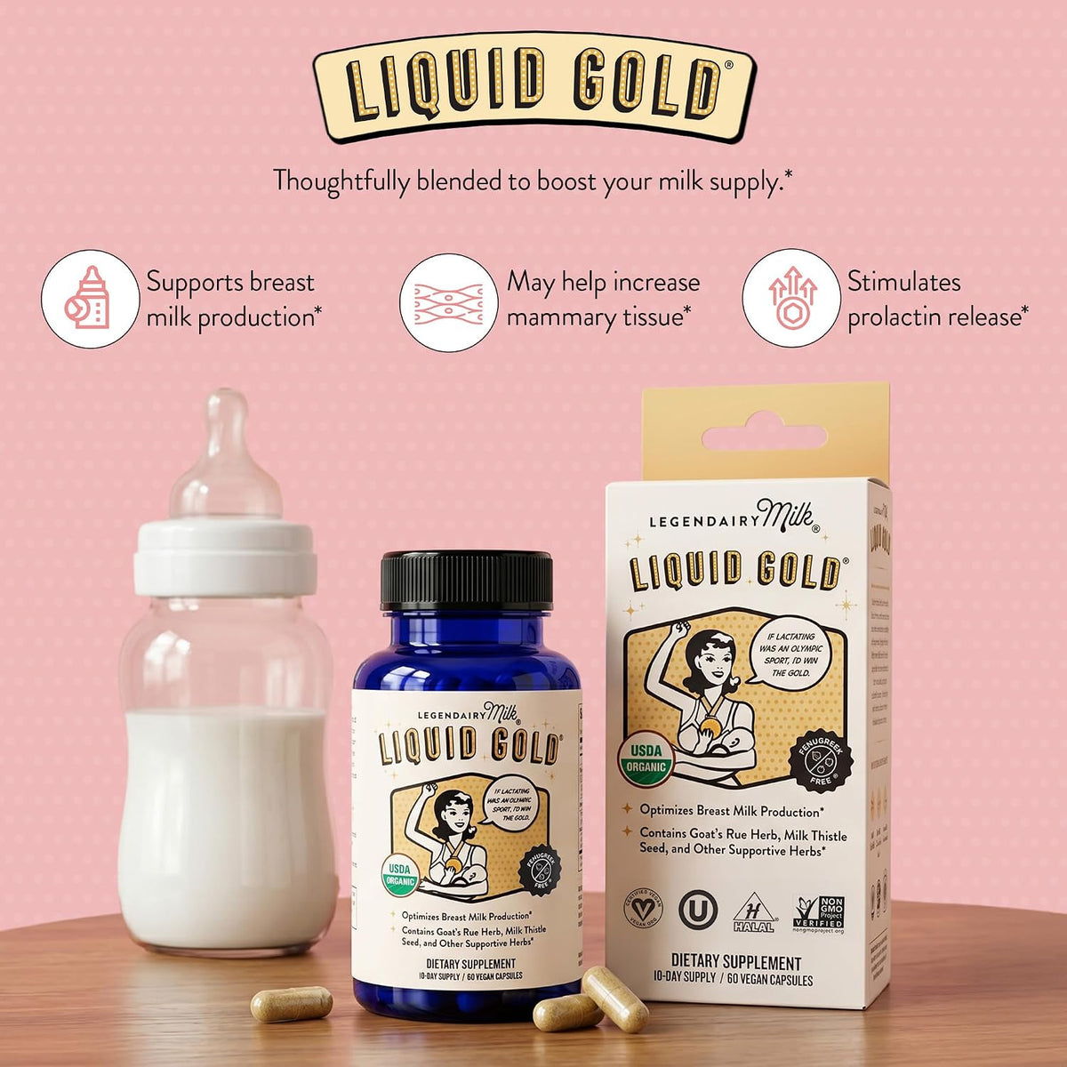 Legendairy Milk Liquid Gold Organic Lactation Support, 60 Capsules - Image 3
