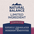 Natural Balance single source animal protein venison dog food benefits display
