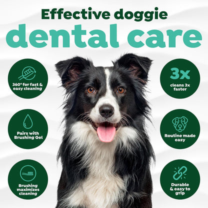 TropiClean oral care brush head illustration demonstrating full coverage tooth cleaning functionality