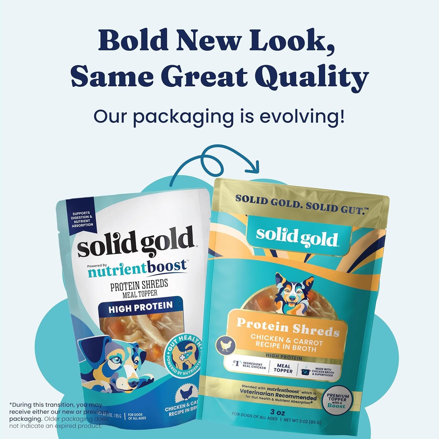 Twelve pack of Solid Gold dog food meal toppers
