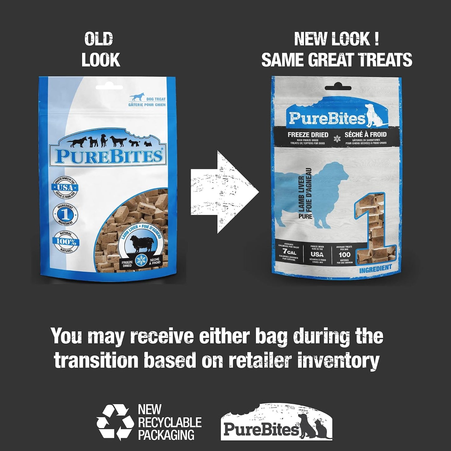 PureBites 3.35 Ounce bag displaying the premium freeze dried raw lamb liver pieces