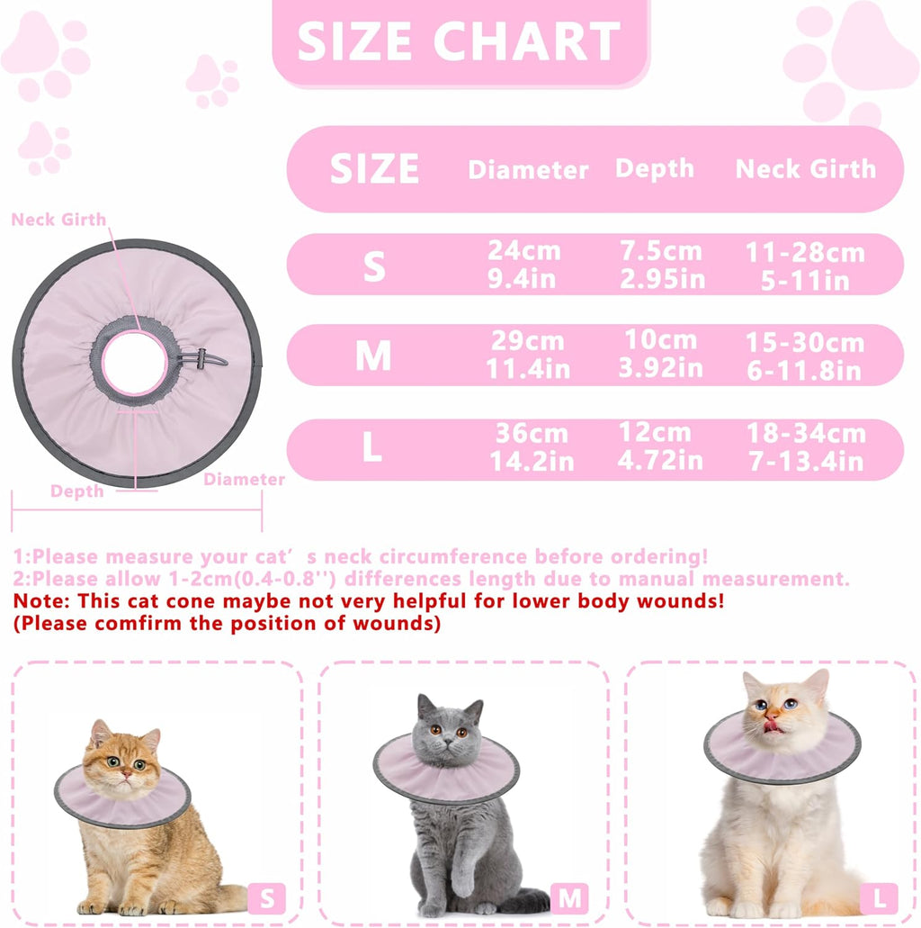 Waterproof non stick fabric pet recovery cone on a cat preventing wound licking