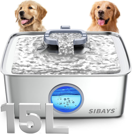 Sibays 15L stainless steel dog water fountain front view