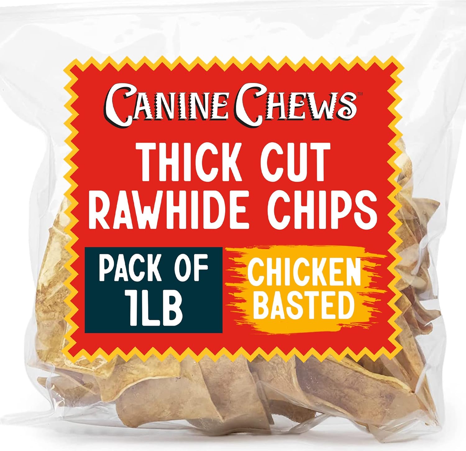 Canine Chews Chicken Flavor Prime Cut Thick Chips front packaging view authentic imported dog treats
