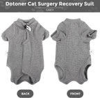 Dotoner neuter recovery suit rear view highlighting the open pet toilet design for hassle-free litter box use.