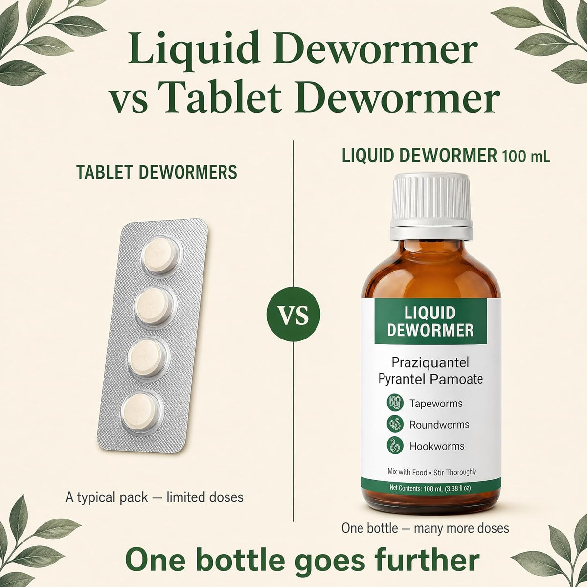 Veterinary grade liquid formula for tapeworm removal in pets