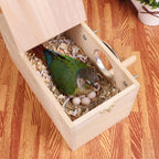YJJKJ Wood Parakeet Nest Box with Natural Nesting Pads, Breeding Bird Cage House for Lovebirds Cockatiel Parrotlets Budgerigar Small Parrot - Image 3