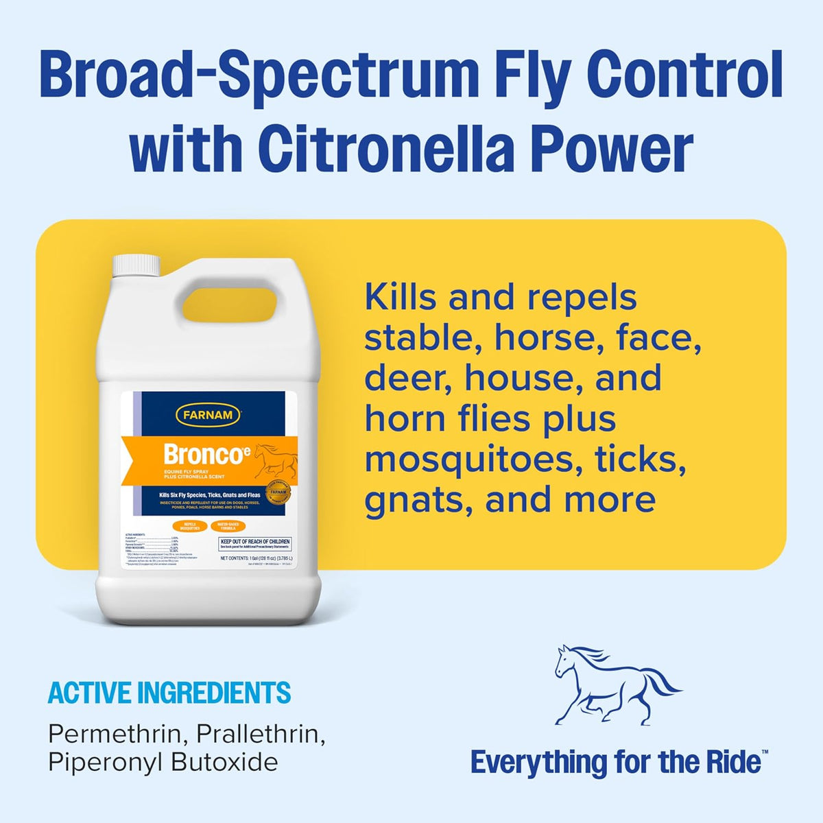 Farnam Bronco E fly spray 128 fluid ounce size display