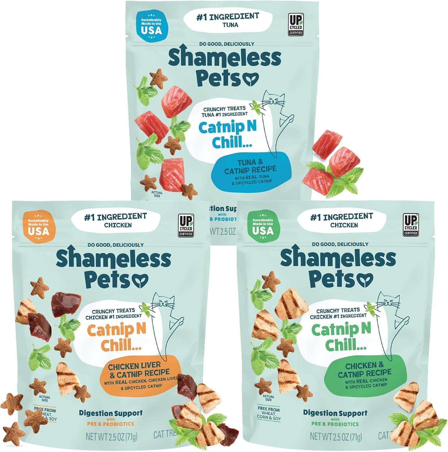 Shameless Pets Crunchy Cat Snacks & Treats - Healthy Cat Treats for Indoor Cats & Kittens with Catnip, Real Chicken & Digestive Support, Catnip N Chill (12 oz) - Image 14