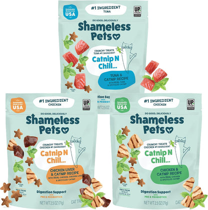 Shameless Pets Crunchy Cat Snacks & Treats - Healthy Cat Treats for Indoor Cats & Kittens with Catnip, Real Chicken & Digestive Support, Catnip N Chill (12 oz) - Image 14