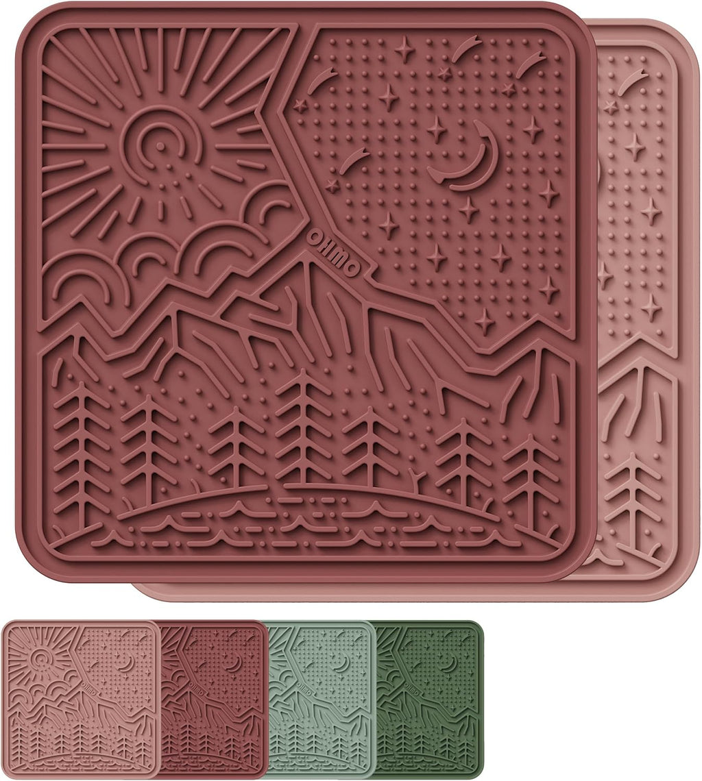 OHMO Lick Mat for Dogs and Cats Large(2 Pack) Nature Design Easy to Clean Pet Slow Feeder with Suction Cups, for Anxiety Relief and Boredom Reduction(Olive+Sage Green) - Image 9