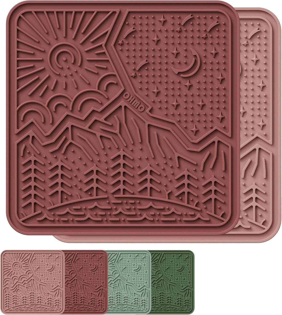 OHMO Lick Mat for Dogs and Cats Large(2 Pack) Nature Design Easy to Clean Pet Slow Feeder with Suction Cups, for Anxiety Relief and Boredom Reduction(Olive+Sage Green) - Image 9