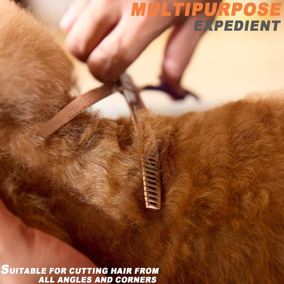 Fengliren professional animal texturizing shears highlighting the premium purple handle coating and sleek design.