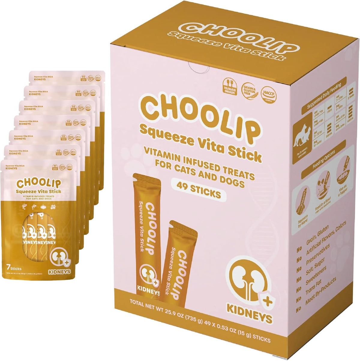 Choolip Squeeze Vita Stick Lickable Cat and Dog Treats - 49-Count Variety Pack with Multivitamins, Soft Squeezable Paste for All Life Stages, Supporting Overall Health - Box with 7 Pouches - Image 12