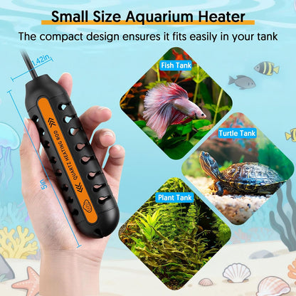 Side profile of QZQ 5 inch aquarium heater for small tanks