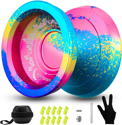Watiieoboo R8 professional metal yoyo front view with accessories