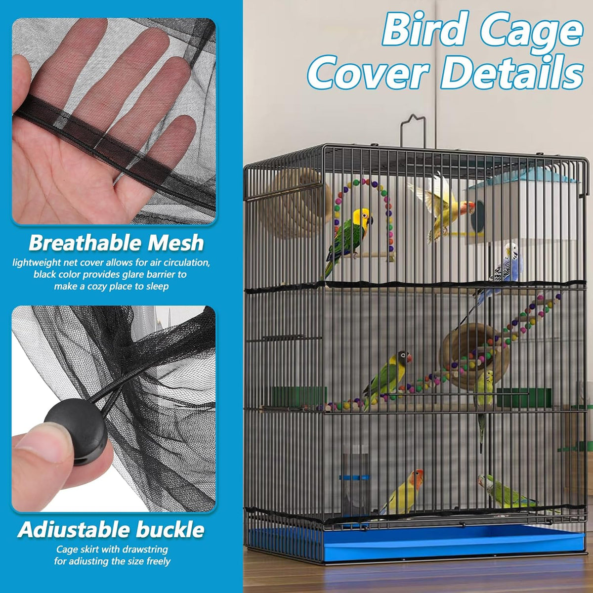 Josojoou seed catcher fitted securely on a round bird enclosure