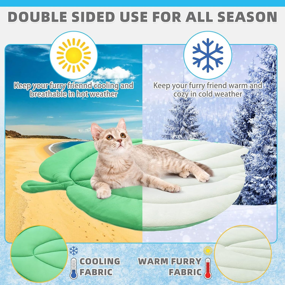 KOOLTAIL washable pet sleeping mat showing nylon cooling side