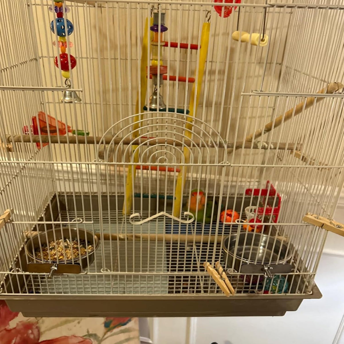 Cockatiel and parakeet friendly stainless steel cage bowls