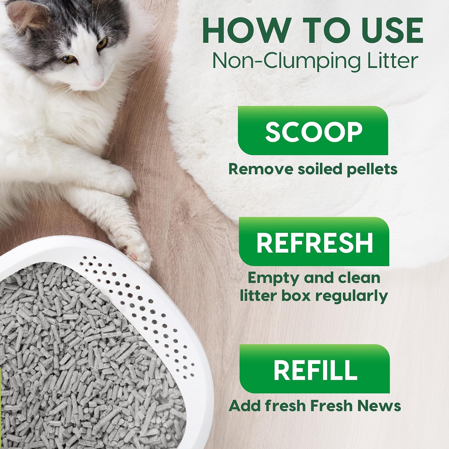 Fresh News non-clumping cat litter product label information
