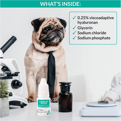 Authentic USA imported I-DROP Vet Plus packaging showing ingredients