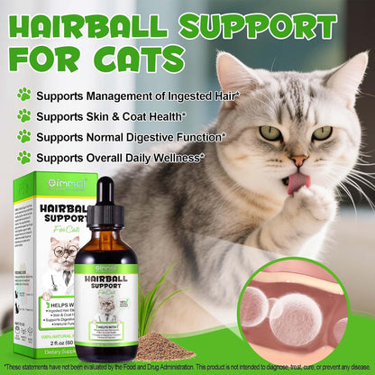 Authentic USA imported cat hairball control drops being added to wet pet food.