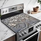 BSFHH heat resistant glass stove top cover with tree design front view